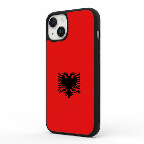 Housse portable drapeau Albanais, souple en silicone antichocs rouge et noir