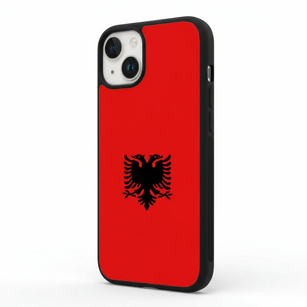 Housse portable drapeau Albanais, souple en silicone antichocs rouge et noir