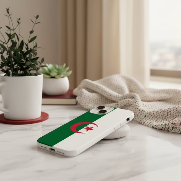 Drapeau Algérien imprimé sur coque de silicone antichocs pour iPhone 15, iPhone 15 Plus, iPhone 15 Pro, iPhone 15 Pro Max