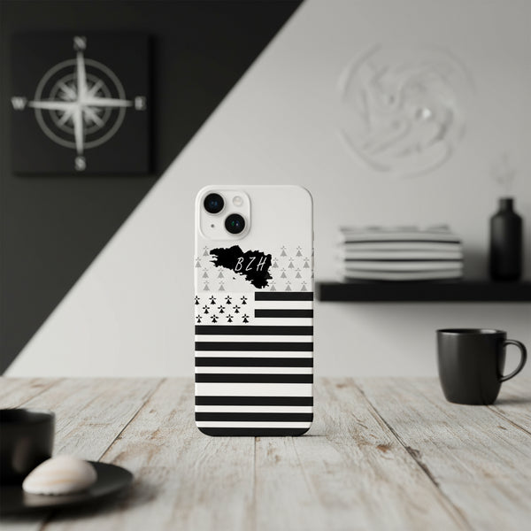 Coque iPhone 15 Breizh , affichez les couleurs de la Région Bretagne sur votre smartphone, avec cette protection de silicone doux