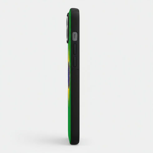 Protection silicone doux pour iPhone 15 aux couleurs du drapeau Brésilien