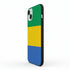 housse de protection pour iPhone 15 drapeau du Gabon, avec cotés en silicone noir, fonction grip anti-chutes