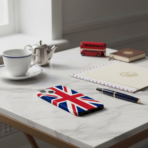 Housse antichocs drapeau Angleterre pour iPhone 15, fabrication Made in France livrée en 48h
