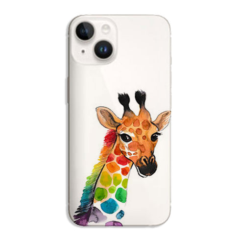 Coque iPhone 15 Girafe Mulicouleurs