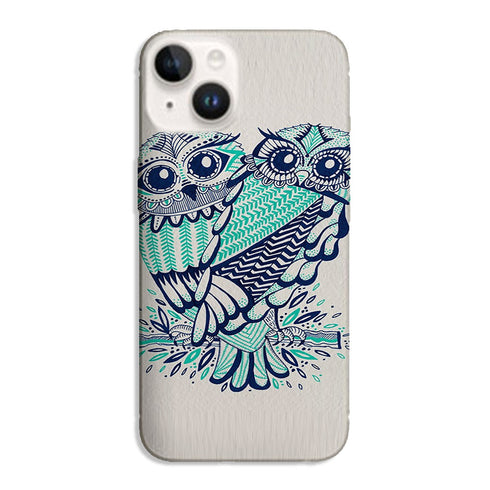 Coque iPhone 15 Hiboux Turquoises