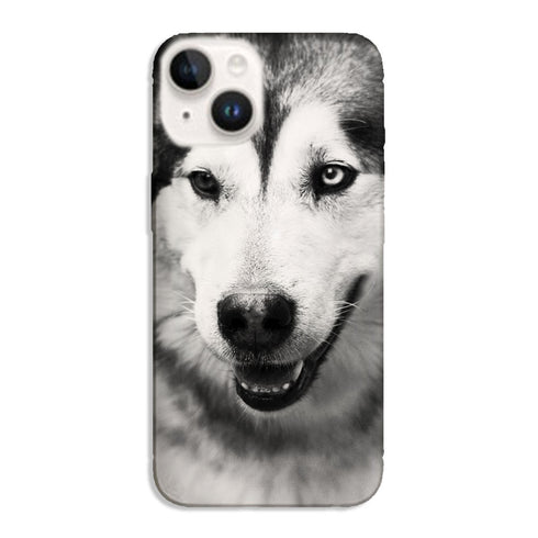 Coque iPhone 15 Husky aux Yeux Clairs, protection élégante et robuste contre les chocs.