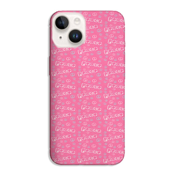 Coque pour iPhone 15 Peace Kawaïi, motifs Cute sur fond rose pour toutes les ados de 12 ans
