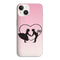 Coque pour iPhone 15 Love Story, motifs personnalisés St Valentin sur fond rose dégradé