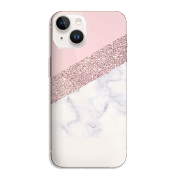 Coque iPhone 15 Marbre Swarovski Rose