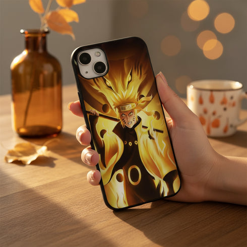 coque téléphone antichoc ultra résistante iPhone 15 Naruto Chakra Kyubi