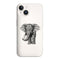 Coque iPhone 15 Noir dessin Blanc Elephant