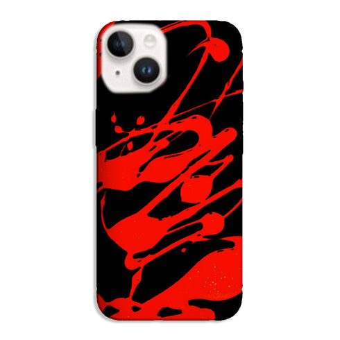 Coque pour iPhone 15 Paint Slpash Rouge, son motif jet de peinture rouge sur fond noir est personnalisé par impression HD UV