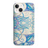 Coque pour iPhone 15 Vintage Pearl Floral, housse de protection antichocs motifs personnalisés avec des fleurs bleus.