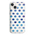 Coque pour iPhone 15 Space Polka dots, un look bleu et blanc à pois personnalisé par impression hd uv