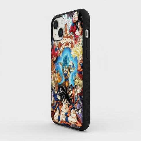 coque renforcée coins Dragon Ball pour iPhone 15, imprimée motif Sangoku Evolution 2