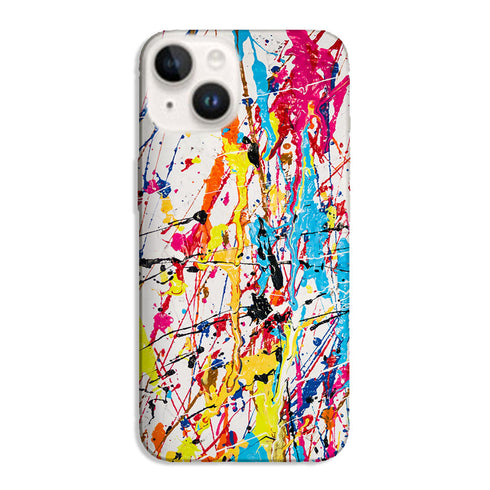Coque pour iPhone 15 Splash Paint Arc en ciel