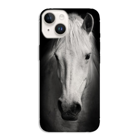 Coque iPhone 15 Tete de Cheval Noir et Blanc, la coque protection téléphone silicone pour les fans de chevaux