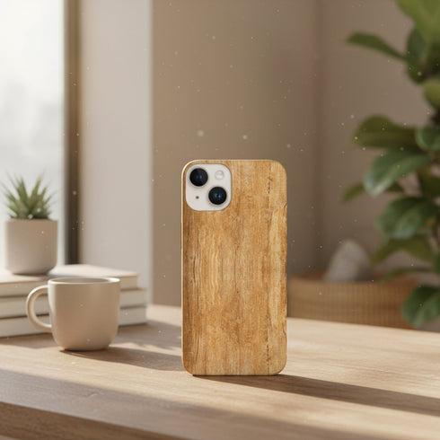 Coque pour iPhone 15 Texture Bois, housse de protection téléphone portable apple au style aesthetic boisé et souple