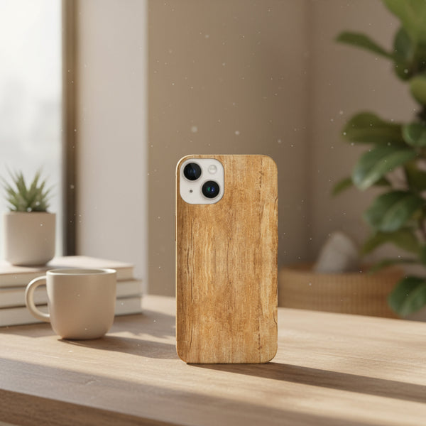 Coque pour iPhone 15 Texture Bois, housse de protection téléphone portable apple au style aesthetic boisé et souple