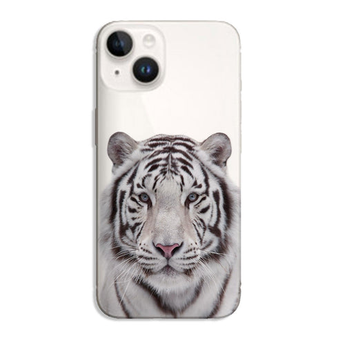Coque iPhone 15 Tigre Blanc, coque silicone finition douce qui vous évitera la casse et les rayures