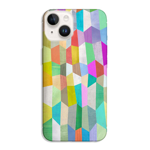 Coque iPhone 15 Originale Trapezoïd, son motif aesthetic coloré , imprimé en France, livraison express 48h