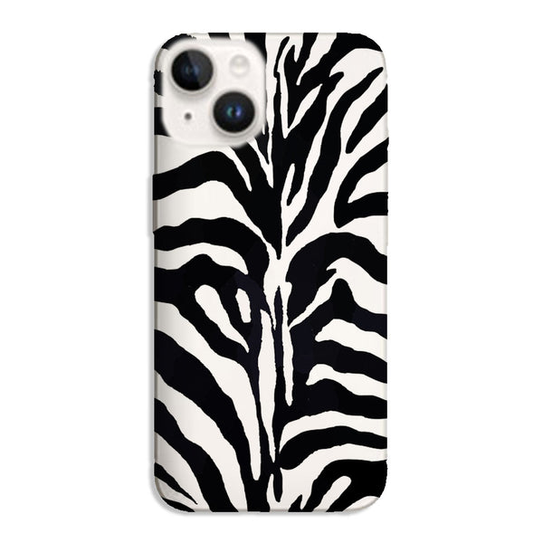 Coque iPhone 15 Zebre, un look animal noir et blanc personnalisé sur une protection gel silicone antichocs