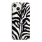 Coque iPhone 15 Zebre, un look animal noir et blanc personnalisé sur une protection gel silicone antichocs