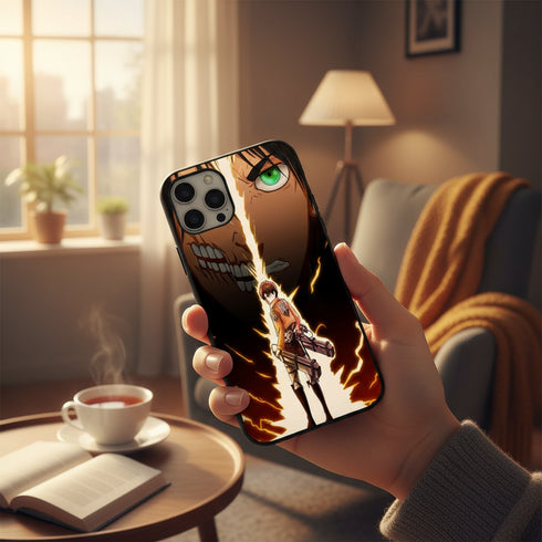 coque téléphone antichoc pas chère avec coins renforcés, design Attaque des Titans pour iPhone 15