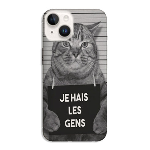 Coque iPhone 15 I hate People Jail Cat