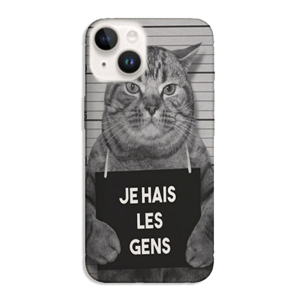 Coque iPhone 15 I hate People Jail Cat