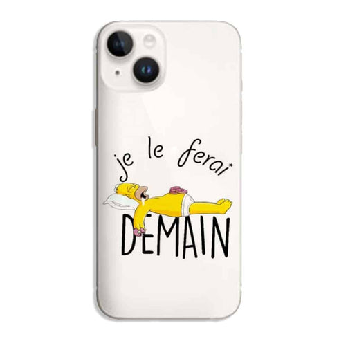Coque portable iPhone 15 Je le Ferai demain Homer donuts