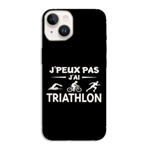 Coque iPhone 15 Je peux pas j'ai Triathlon