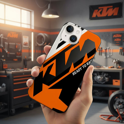 Achat rapide de votre coque silicone design KTM moto racing pour iPhone 15