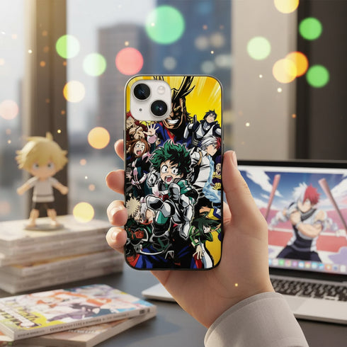 coque téléphone antichoc élégante iPhone 15 my hero academia izuku midoriya