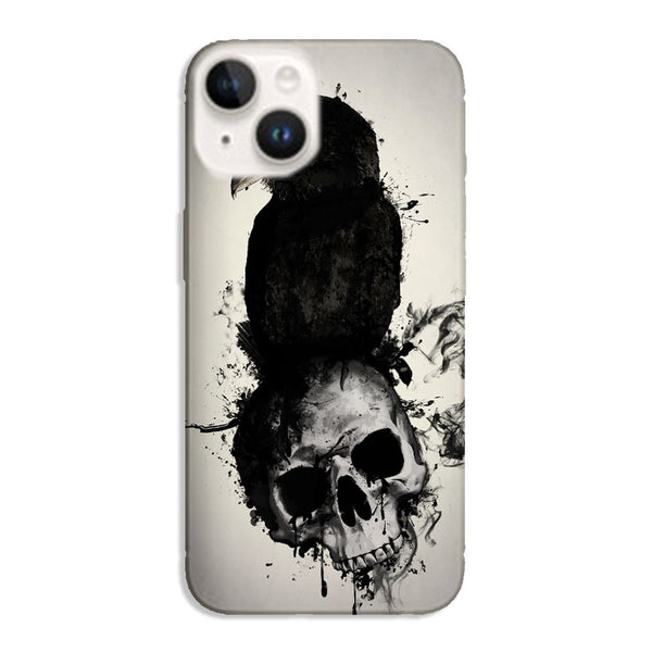 Coque iPhone 15 Raven and Skull, coque en polyuréthane thermoplastique pour smartphone Apple