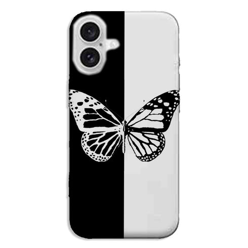 Coque iPhone 16 Butterfly Noir et Blanc