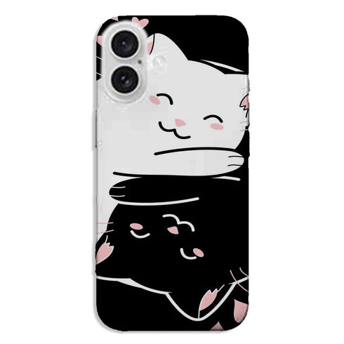 Coque iPhone 16 Chats Kawaii Yin et Yang