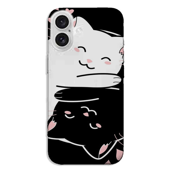 Coque iPhone 16 Chats Kawaii Yin et Yang