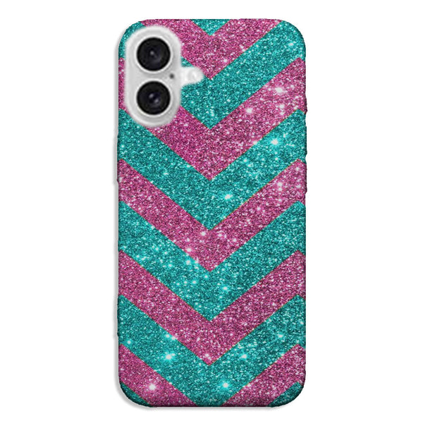 Coque pour iPhone 16 Chevrons Strass Violet Rose
