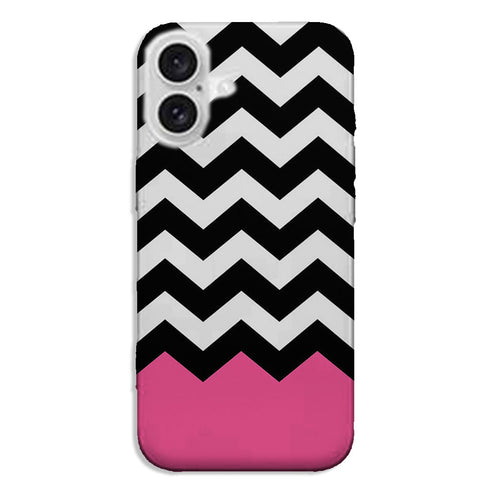 Coque pour iPhone 16 Chevrons Colorés Rose et Noir