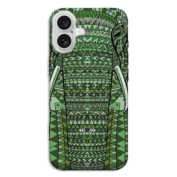 Coque iPhone 16 Elephant Vert Azteque