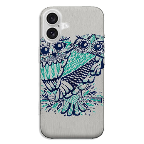 Coque iPhone 16 Hiboux Turquoises