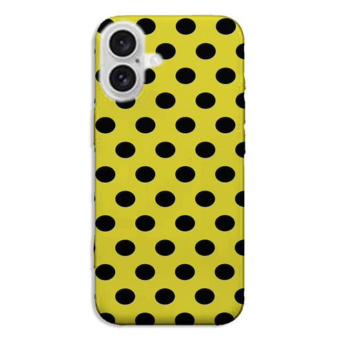 Coque pour iPhone 16 Jaune à Pois Noirs | Anti Poussière