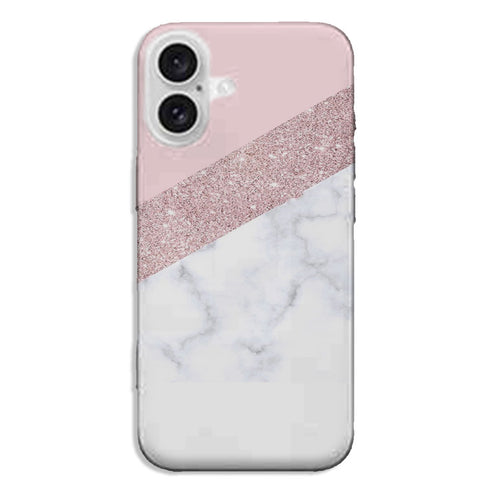 Coque iPhone 16 Marbre Swarovski Rose