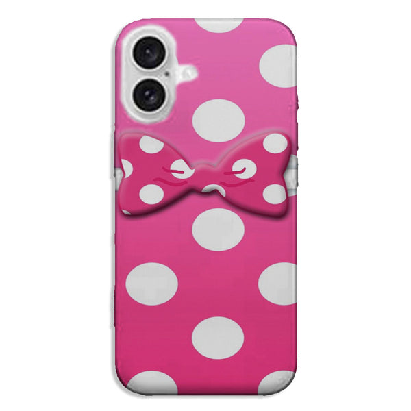 Coque pour iPhone 16 Minnie Noeud Rose