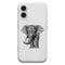 Coque iPhone 16 Noir dessin Blanc Elephant