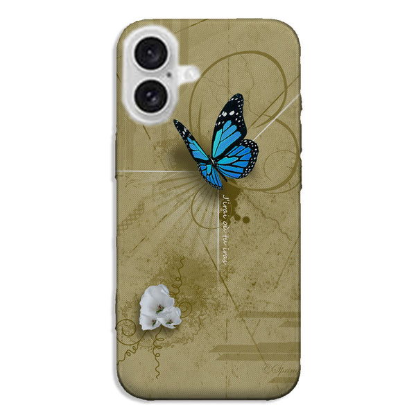 Coque iPhone 16 Papillon Bleu