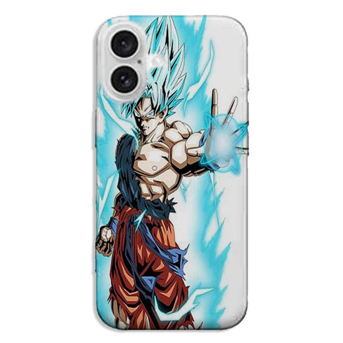 Coque iPhone 16 Super Sayan Bleu