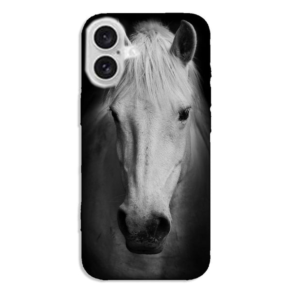 Coque iPhone 16 Tete de Cheval Noir et Blanc