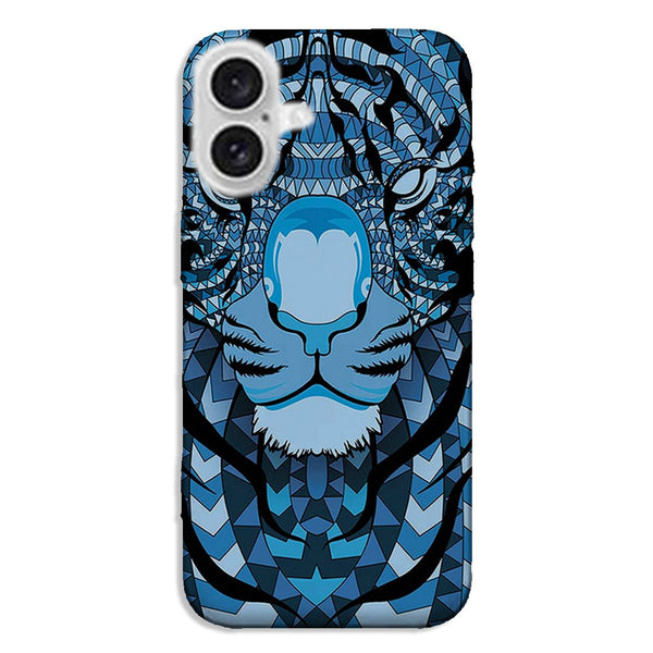 Coque iPhone 16 Tigre Bleu Aztec [ Motif Fantaisie